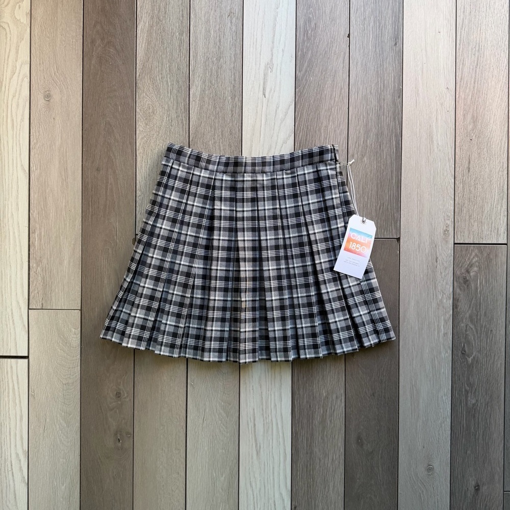 Cali1850 Women's Mini Skater Skirts - High Waisted Plaid Pleated